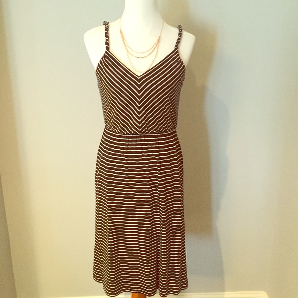 Ann Taylor Loft black and white striped dress.